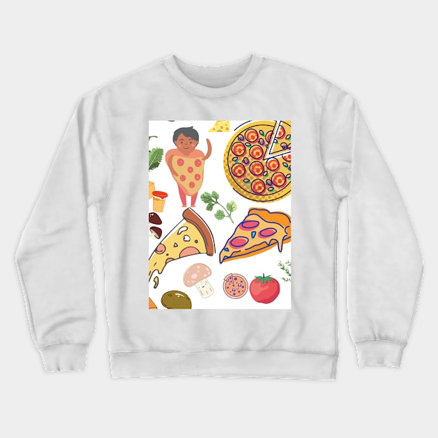 Pizza Pattern Crewneck Sweatshirt by SomebodyArts